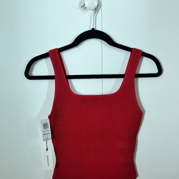 “miracle red” Babaton Square Neck Sculpt Knit tank top - Picture 8 of 8